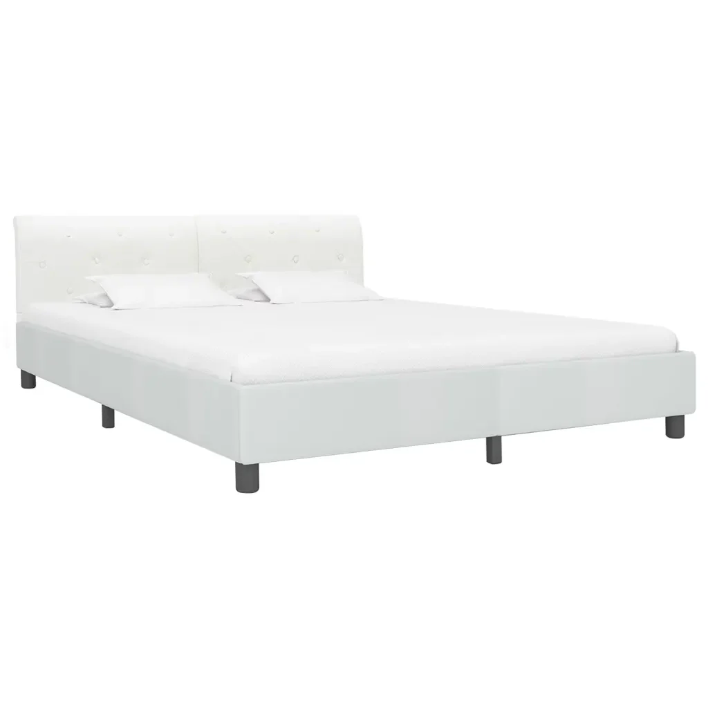 Letto matrimoniale | Letto per adulti | Giroletto Bianco in Similpelle 180x200 cm - Image 2