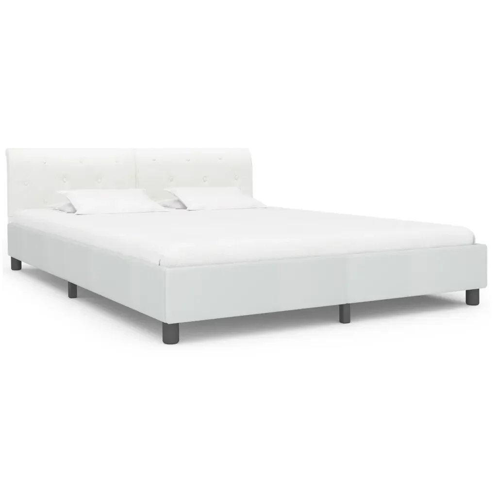 Letto matrimoniale | Letto per adulti | Giroletto Bianco in Similpelle 180x200 cm - Image 3