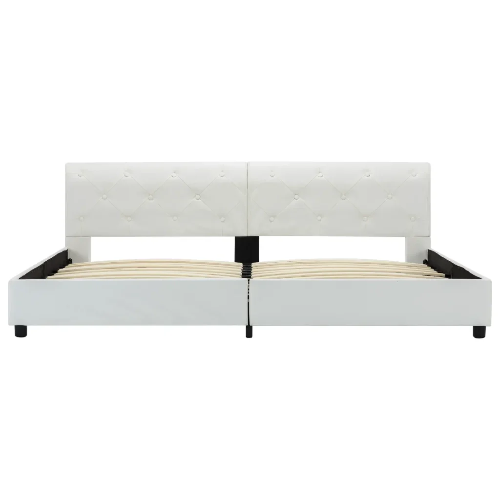 Letto matrimoniale | Letto per adulti | Giroletto Bianco in Similpelle 180x200 cm - Image 5
