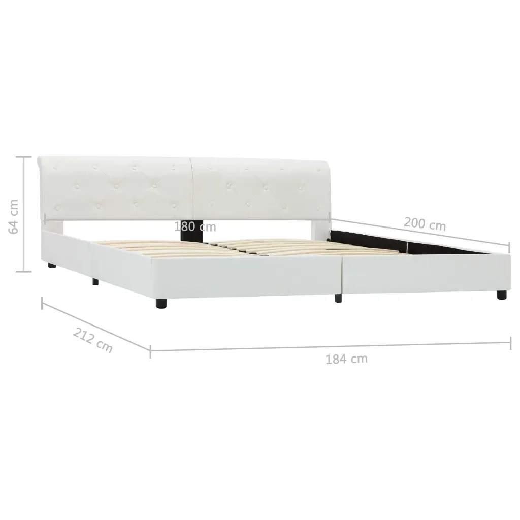 Letto matrimoniale | Letto per adulti | Giroletto Bianco in Similpelle 180x200 cm - Image 9