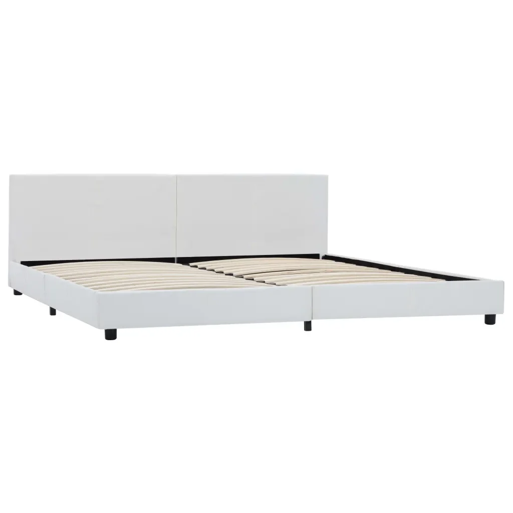 Letto matrimoniale | Letto per adulti | Giroletto Bianco in Similpelle 180x200 cm