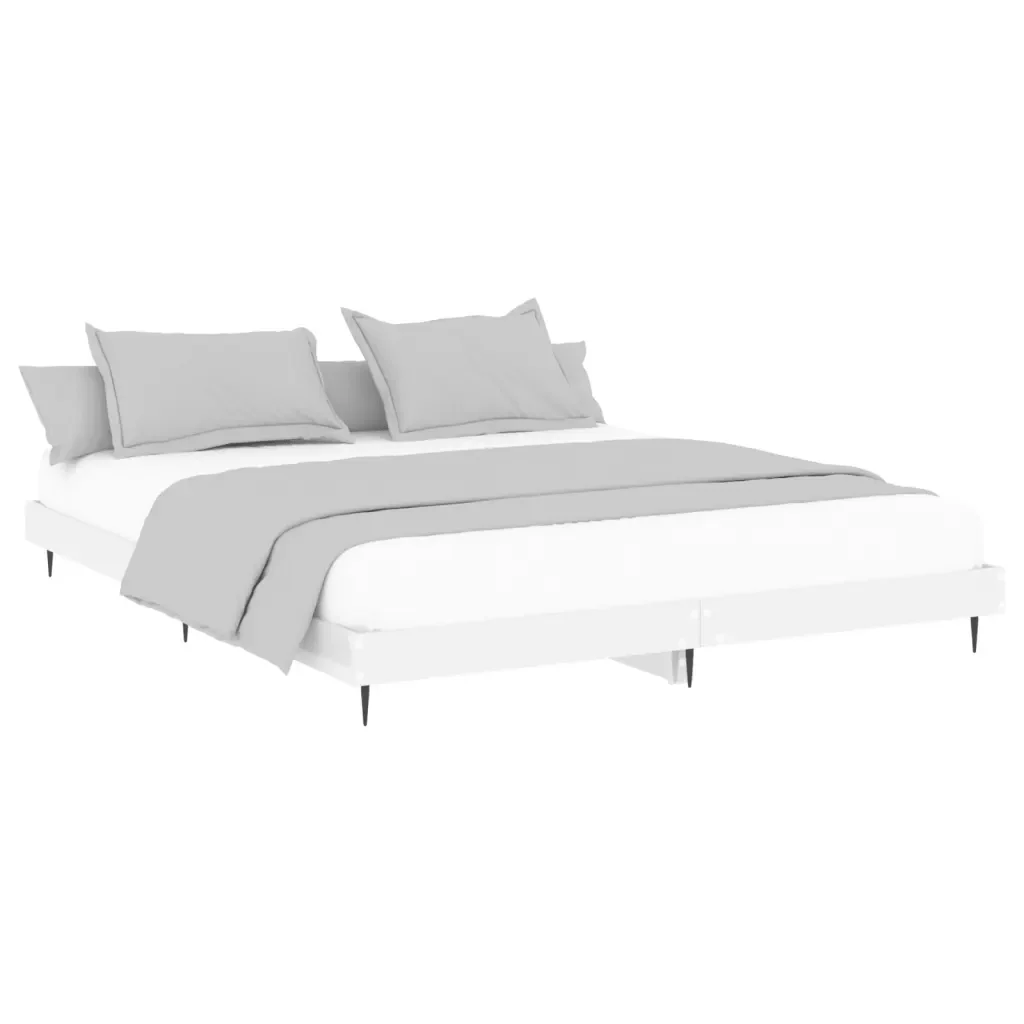 Letto matrimoniale | Letto per adulti | Giroletto Bianco Lucido 120x200 cm in Legno Multistrato - Image 4