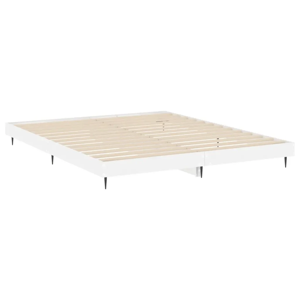Letto matrimoniale | Letto per adulti | Giroletto Bianco Lucido 120x200 cm in Legno Multistrato - Image 5