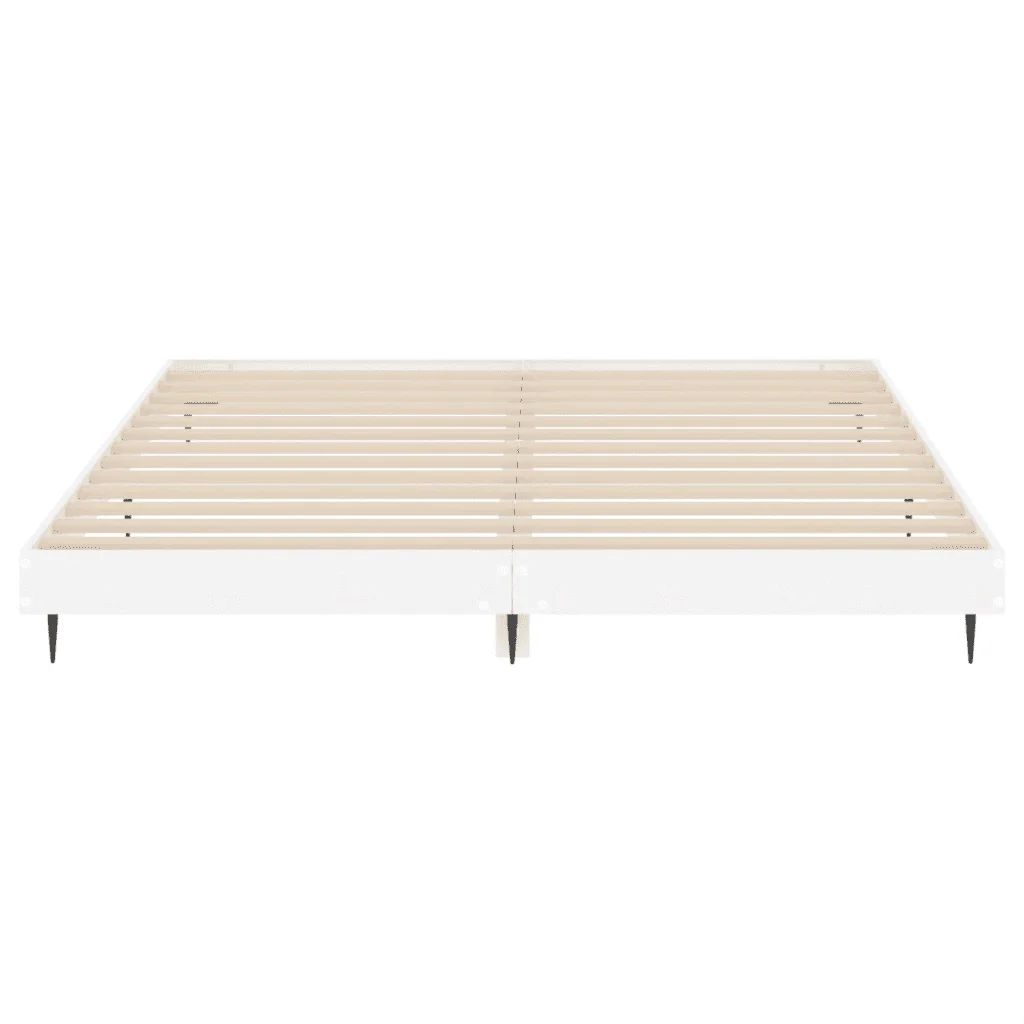 Letto matrimoniale | Letto per adulti | Giroletto Bianco Lucido 120x200 cm in Legno Multistrato - Image 6