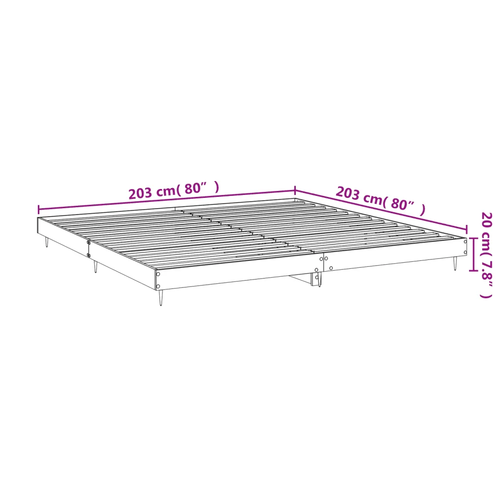 Letto matrimoniale | Letto per adulti | Giroletto Bianco Lucido 200x200 cm in Legno Multistrato - Image 10