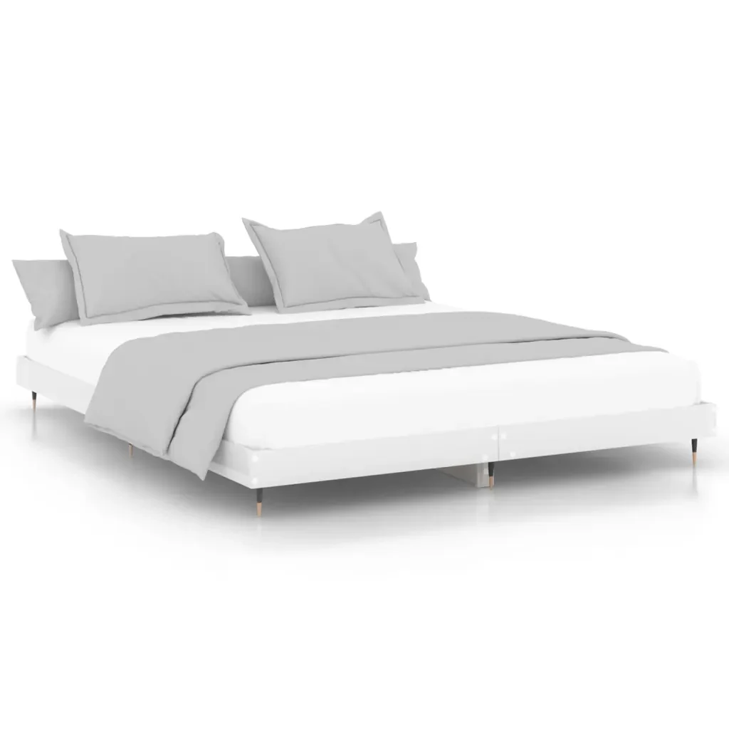 Letto matrimoniale | Letto per adulti | Giroletto Bianco Lucido 200x200 cm in Legno Multistrato