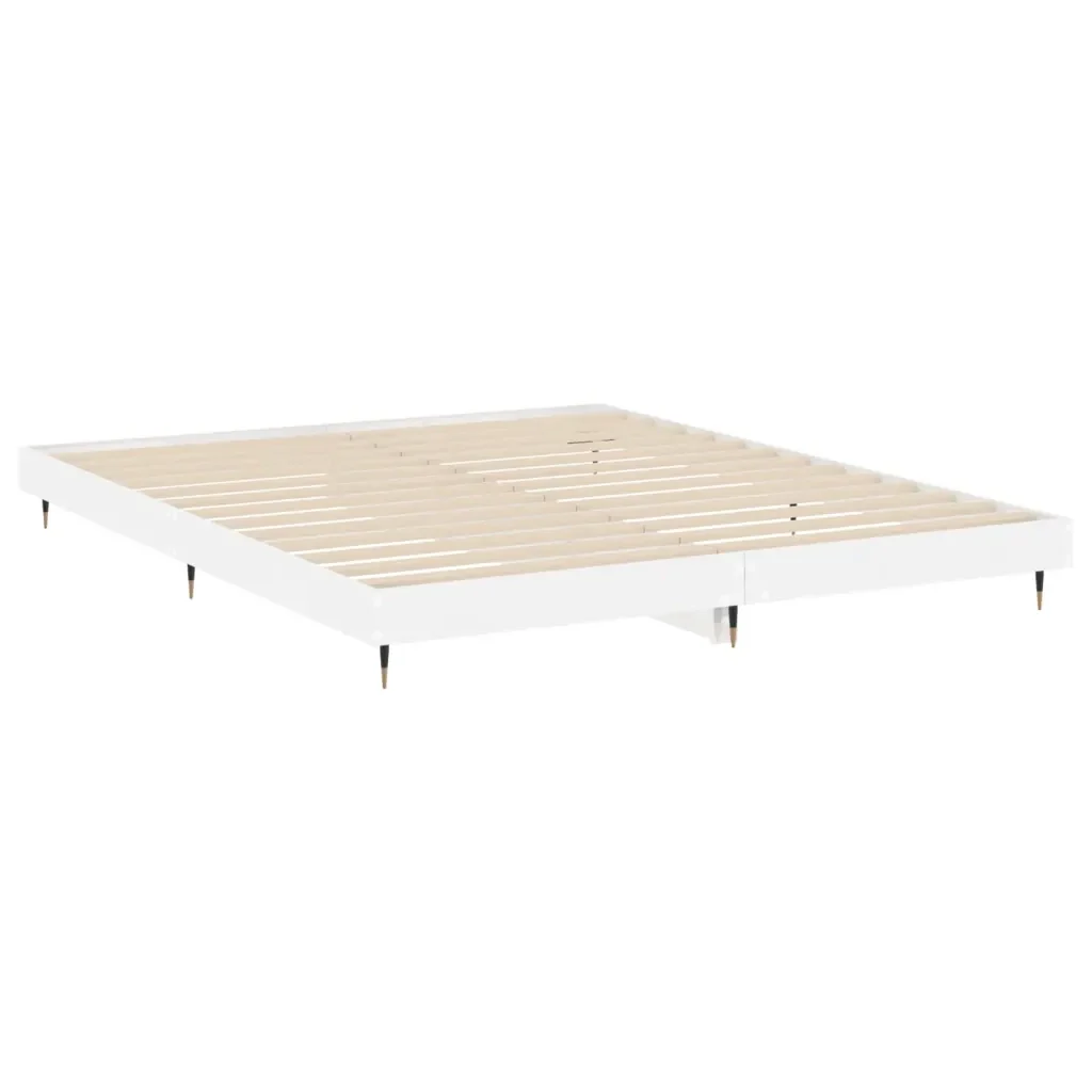 Letto matrimoniale | Letto per adulti | Giroletto Bianco Lucido 200x200 cm in Legno Multistrato - Image 5