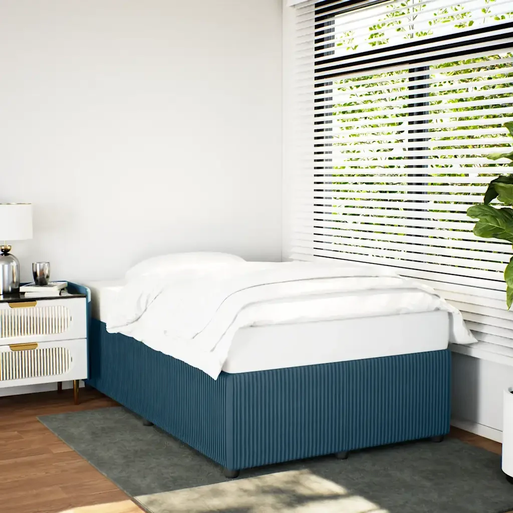 Letto matrimoniale | Letto per adulti | Giroletto Blu 120x190 cm in Velluto - Image 2