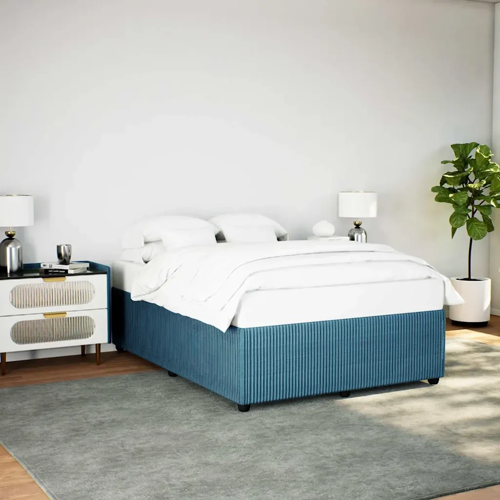 Letto matrimoniale | Letto per adulti | Giroletto Blu 160x200 cm in Velluto - Image 2
