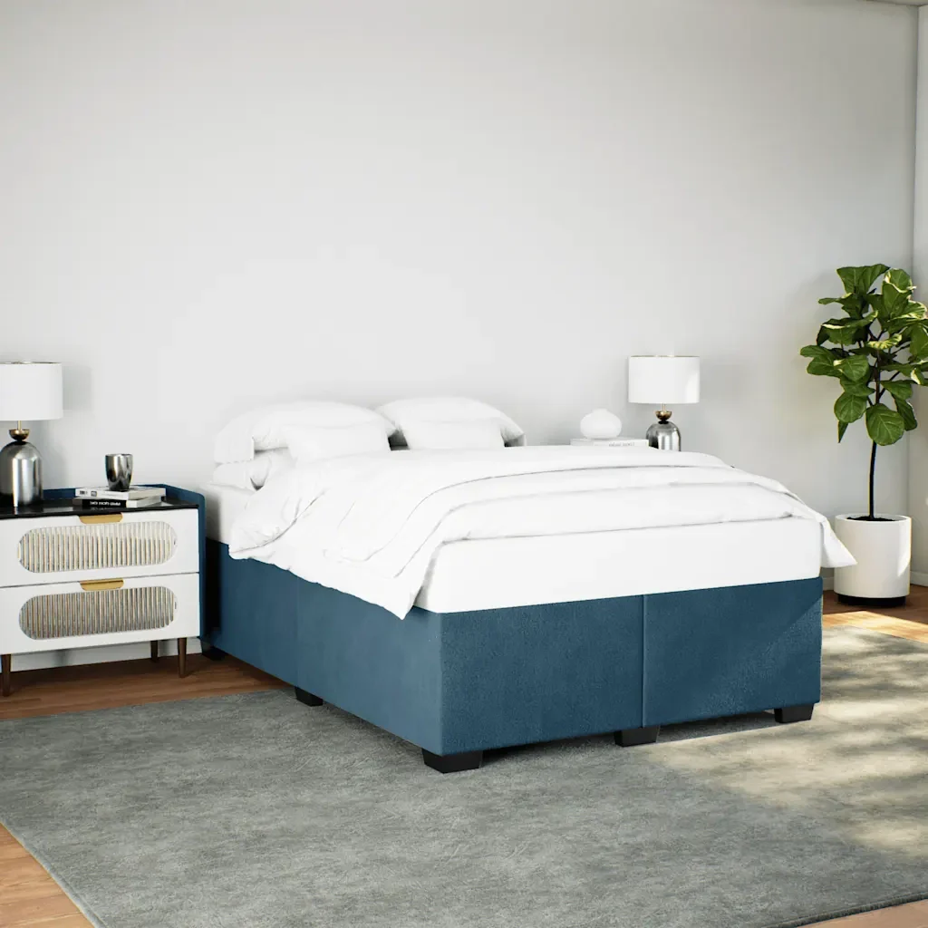 Letto matrimoniale | Letto per adulti | Giroletto Blu 160x200 cm in Velluto - Image 2