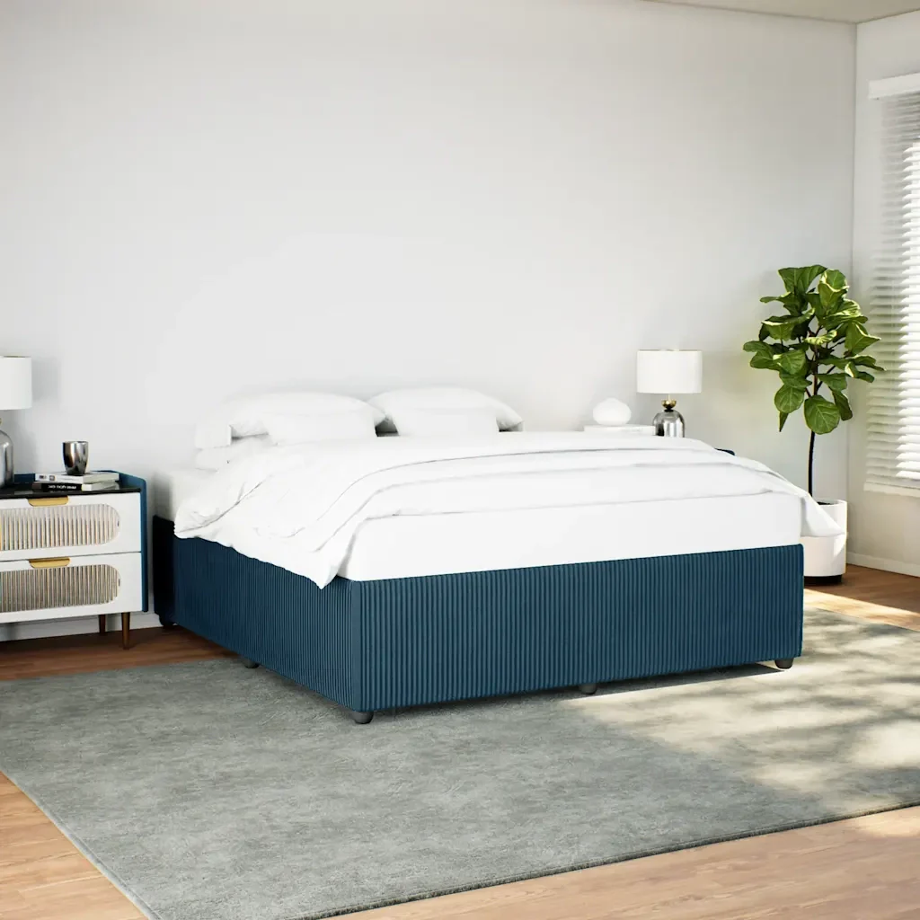 Letto matrimoniale | Letto per adulti | Giroletto Blu 180x200 cm in Velluto - Image 2