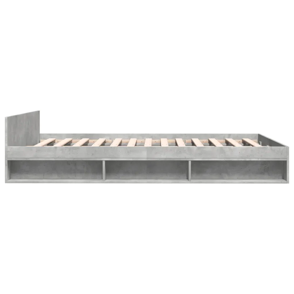Letto matrimoniale | Letto per adulti | Giroletto Cassetti Grigio Cemento 120x200 cm Legno Multistrato - Image 5