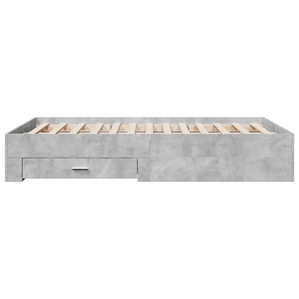 Letto matrimoniale | Letto per adulti | Giroletto Cassetti Grigio Cemento 135x190 cm Legno Multistrato - Image 5