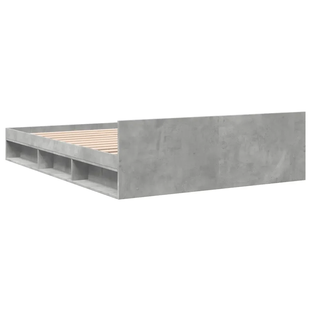 Letto matrimoniale | Letto per adulti | Giroletto Cassetti Grigio Cemento 135x190 cm Legno Multistrato - Image 6