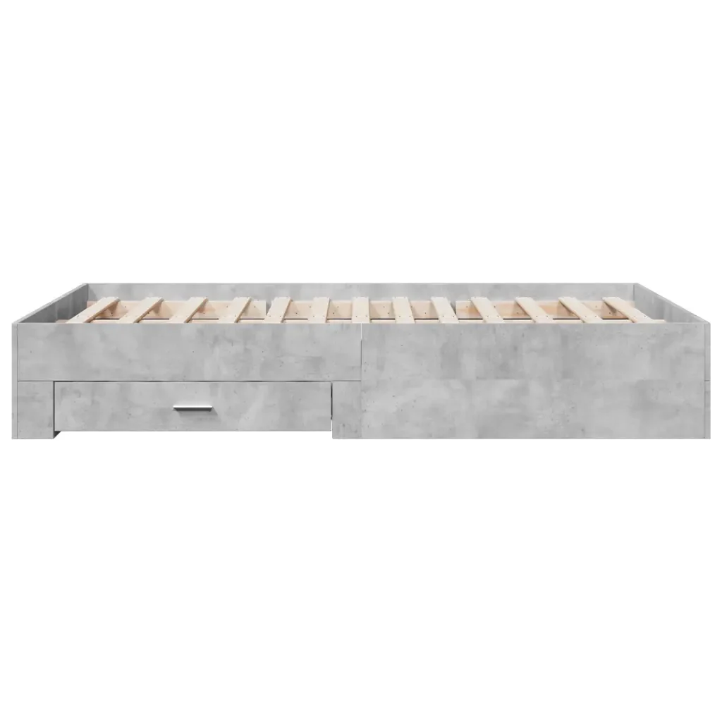 Letto matrimoniale | Letto per adulti | Giroletto Cassetti Grigio Cemento 140x190 cm Legno Multistrato - Image 5