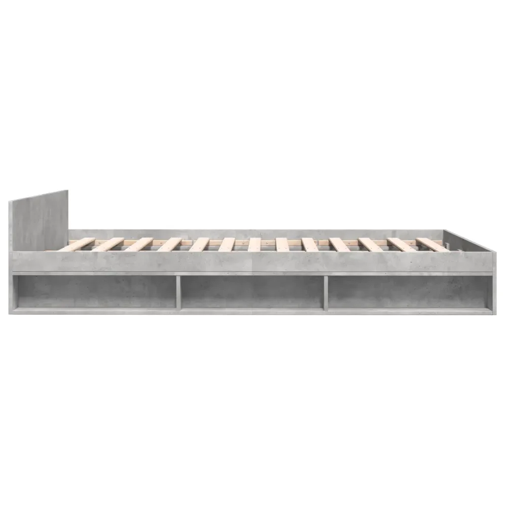 Letto matrimoniale | Letto per adulti | Giroletto Cassetti Grigio Cemento 140x190 cm Legno Multistrato - Image 5