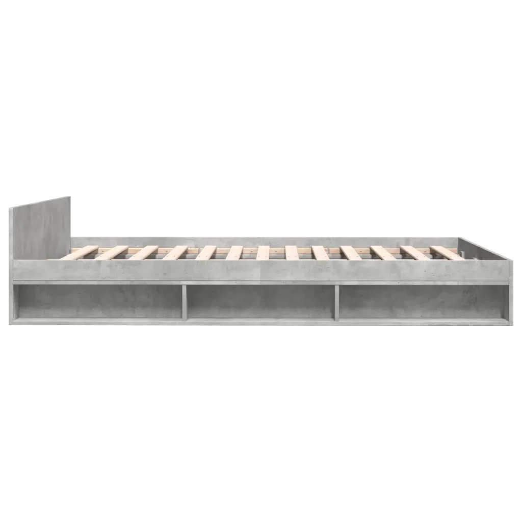 Letto matrimoniale | Letto per adulti | Giroletto Cassetti Grigio Cemento 140x200 cm Legno Multistrato - Image 5