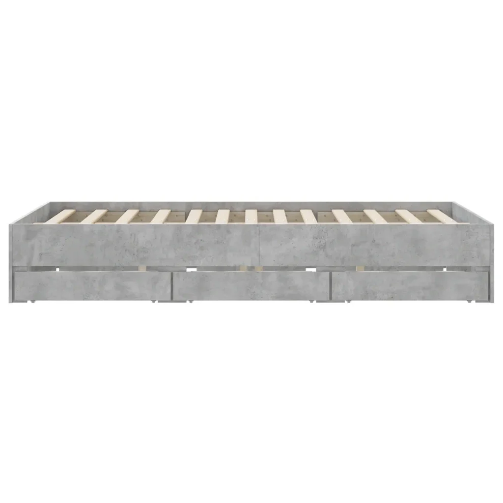 Letto matrimoniale | Letto per adulti | Giroletto Cassetti Grigio Cemento 140x200 cm Legno Multistrato - Image 7