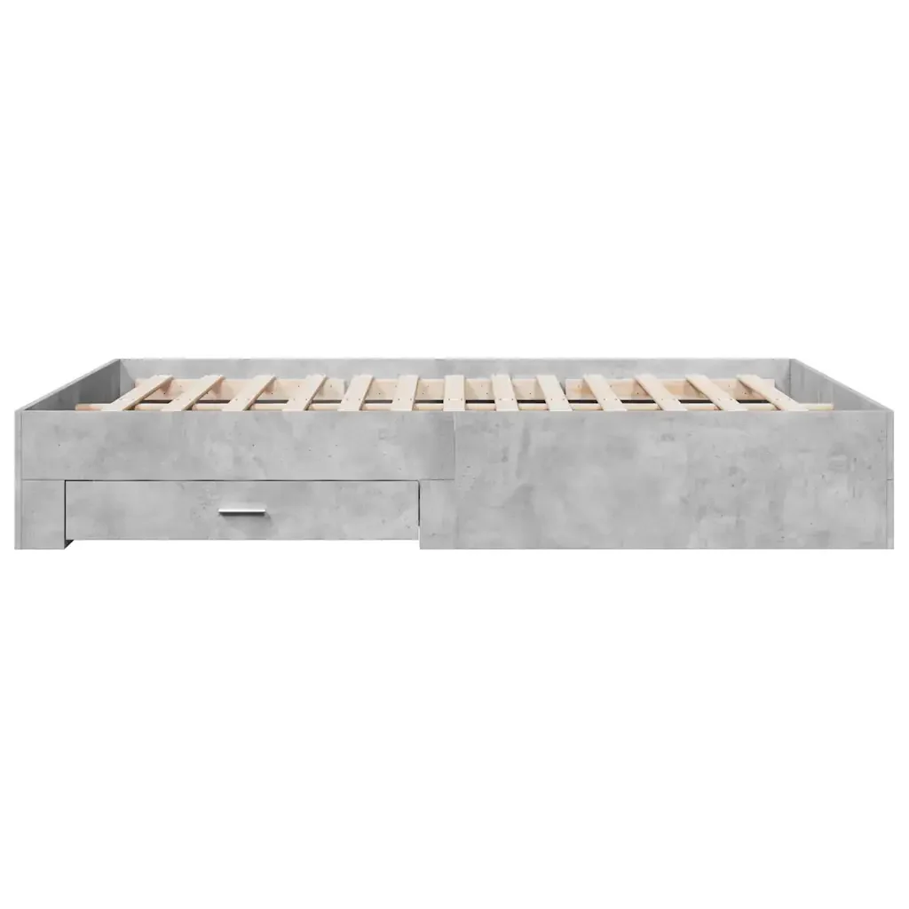 Letto matrimoniale | Letto per adulti | Giroletto Cassetti Grigio Cemento 150x200 cm Legno Multistrato - Image 5