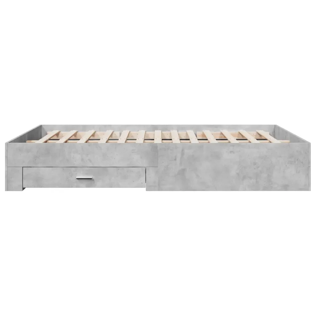 Letto matrimoniale | Letto per adulti | Giroletto Cassetti Grigio Cemento 160x200 cm Legno Multistrato - Image 5