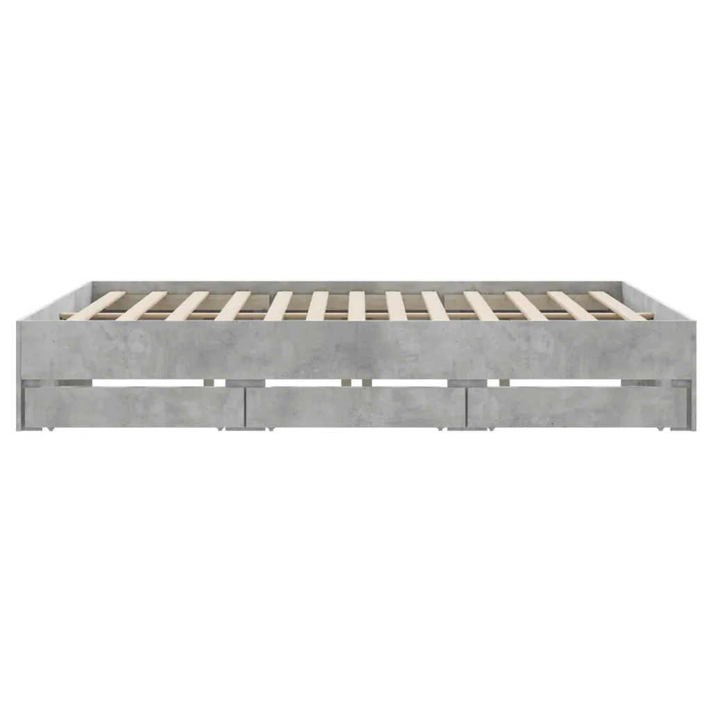 Letto matrimoniale | Letto per adulti | Giroletto Cassetti Grigio Cemento 180x200 cm Legno Multistrato - Image 7
