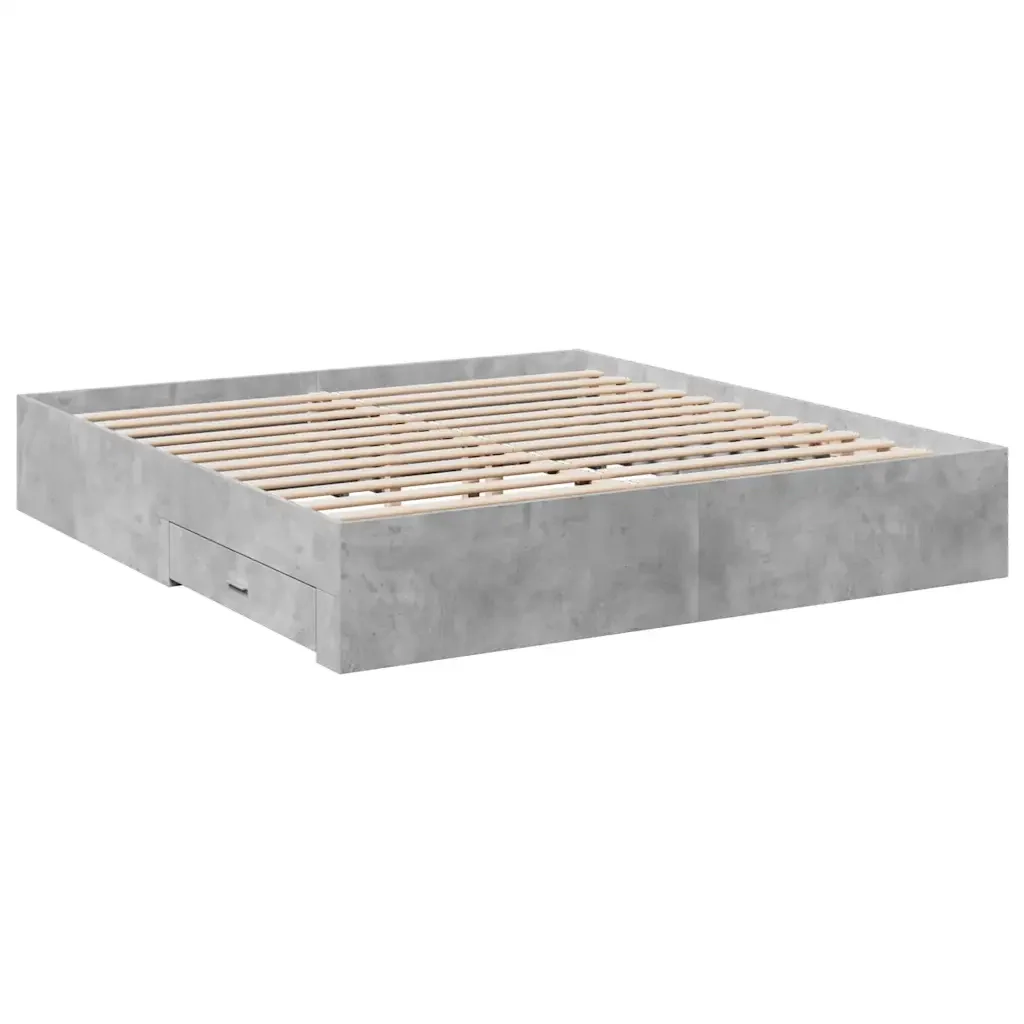 Letto matrimoniale | Letto per adulti | Giroletto Cassetti Grigio Cemento 180x200 cm Legno Multistrato - Image 6