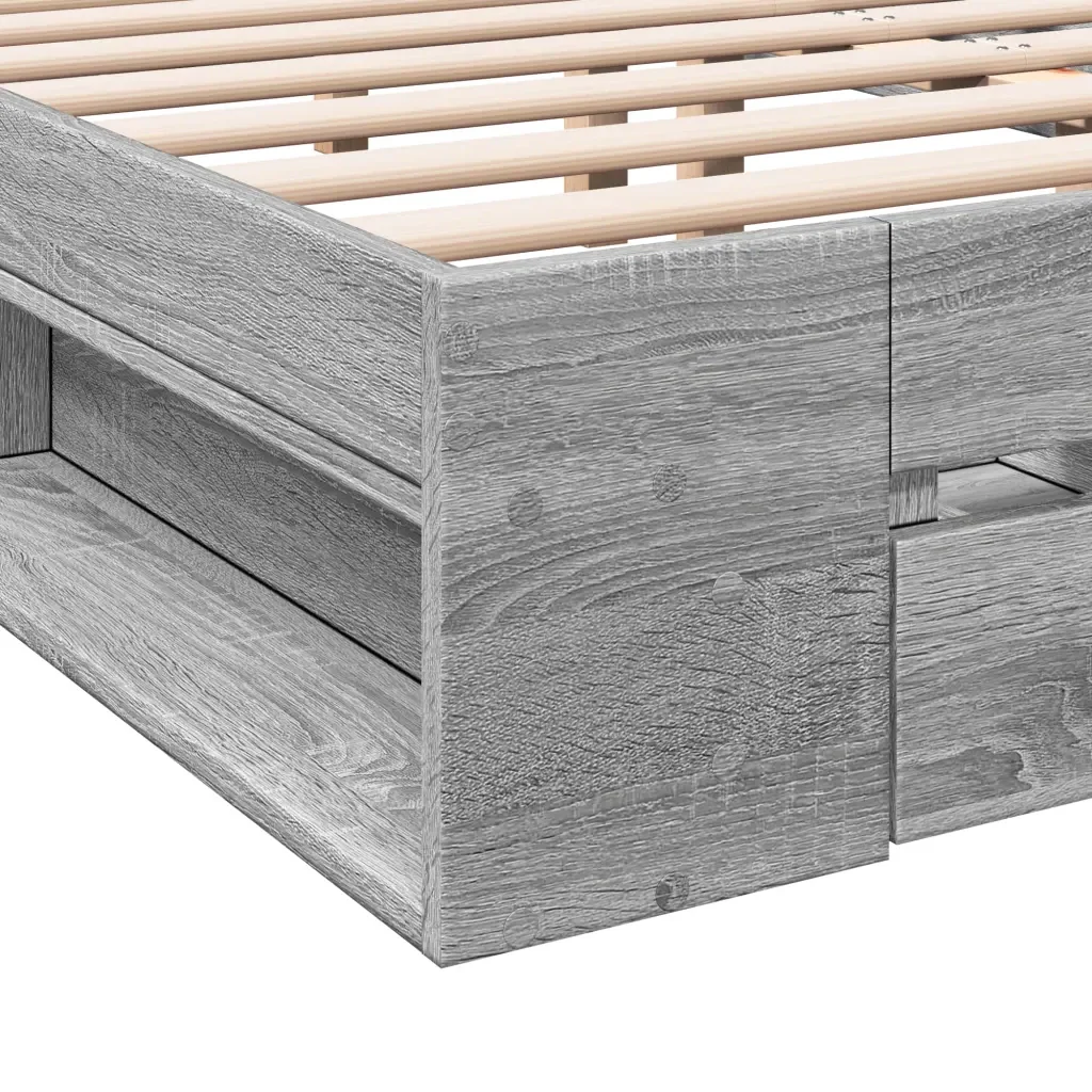 Letto matrimoniale | Letto per adulti | Giroletto Cassetti Grigio Sonoma 120x190 cm Legno Multistrato - Image 8
