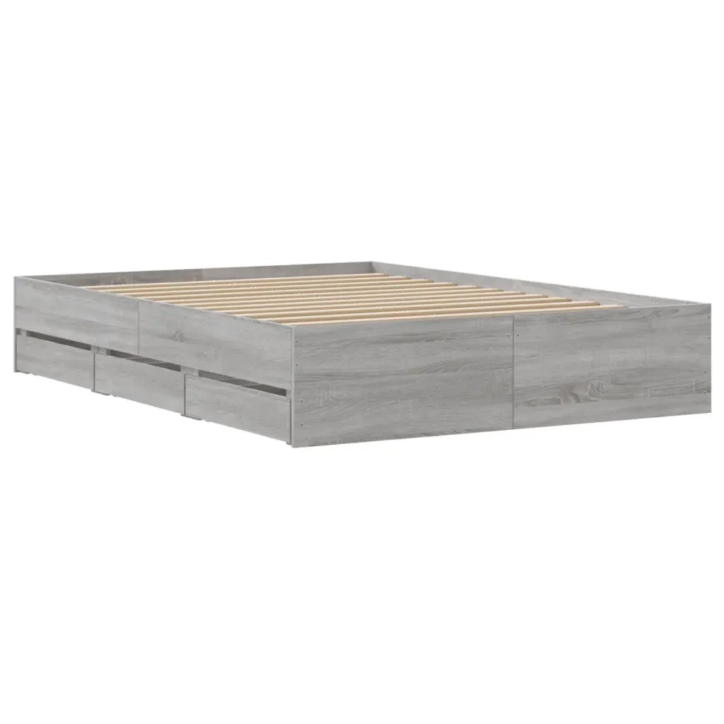 Letto matrimoniale | Letto per adulti | Giroletto Cassetti Grigio Sonoma 120x190 cm Legno Multistrato - Image 8
