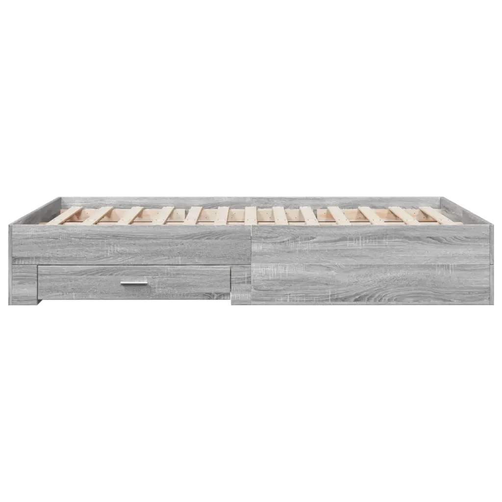 Letto matrimoniale | Letto per adulti | Giroletto Cassetti Grigio Sonoma 140x190 cm Legno Multistrato - Image 5