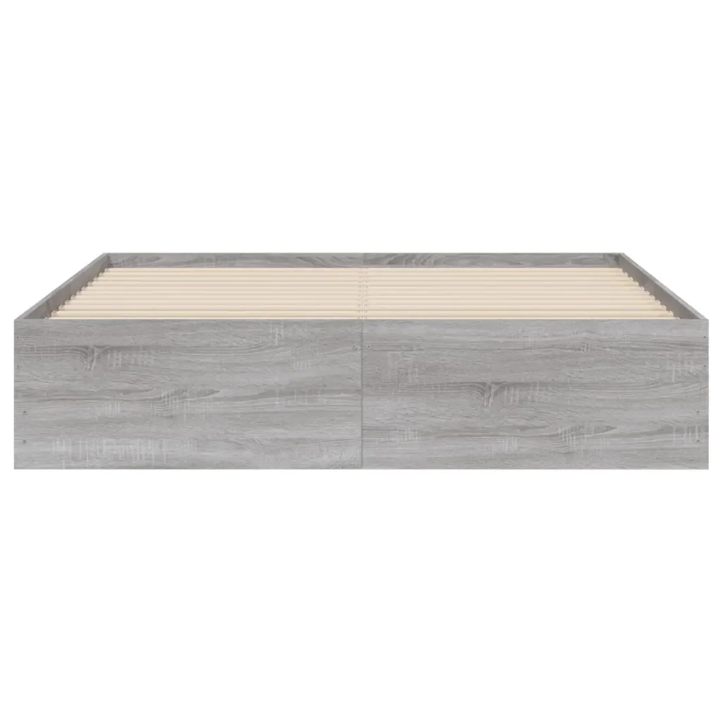 Letto matrimoniale | Letto per adulti | Giroletto Cassetti Grigio Sonoma 140x200 cm Legno Multistrato - Image 6
