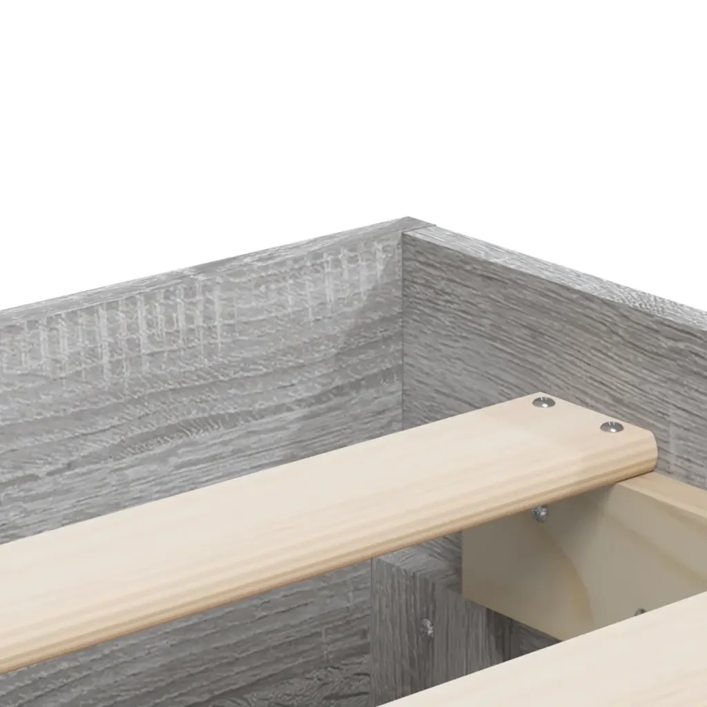 Letto matrimoniale | Letto per adulti | Giroletto Cassetti Grigio Sonoma 140x200 cm Legno Multistrato - Image 9