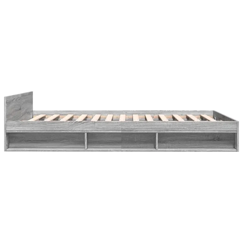 Letto matrimoniale | Letto per adulti | Giroletto Cassetti Grigio Sonoma 150x200 cm Legno Multistrato - Image 5