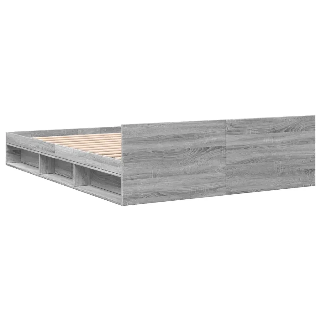 Letto matrimoniale | Letto per adulti | Giroletto Cassetti Grigio Sonoma 150x200 cm Legno Multistrato - Image 6