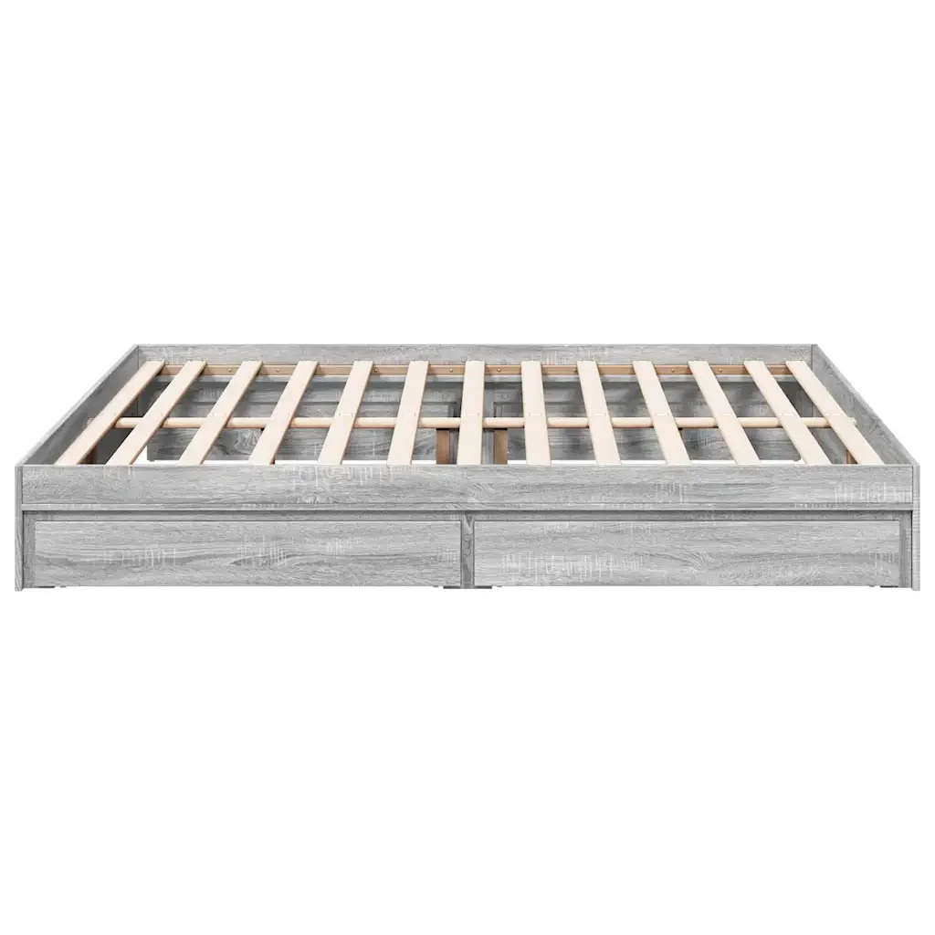 Letto matrimoniale | Letto per adulti | Giroletto Cassetti Grigio Sonoma 180x200 cm Legno Multistrato - Image 5