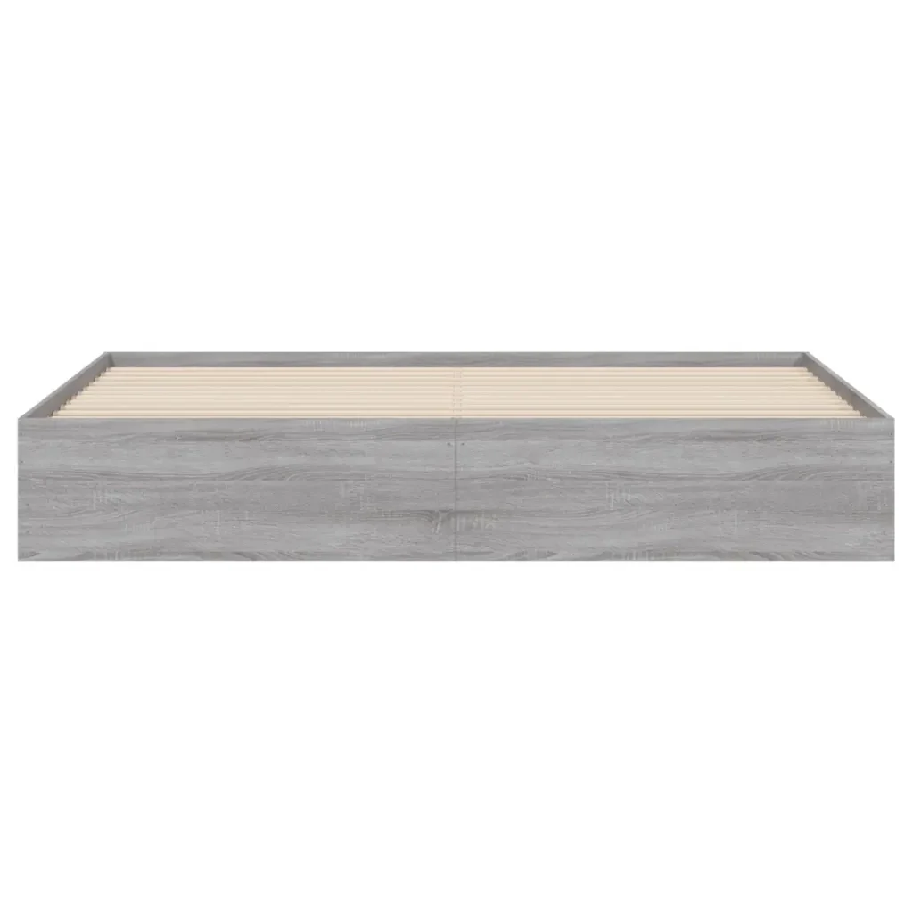 Letto matrimoniale | Letto per adulti | Giroletto Cassetti Grigio Sonoma 200x200 cm Legno Multistrato - Image 6