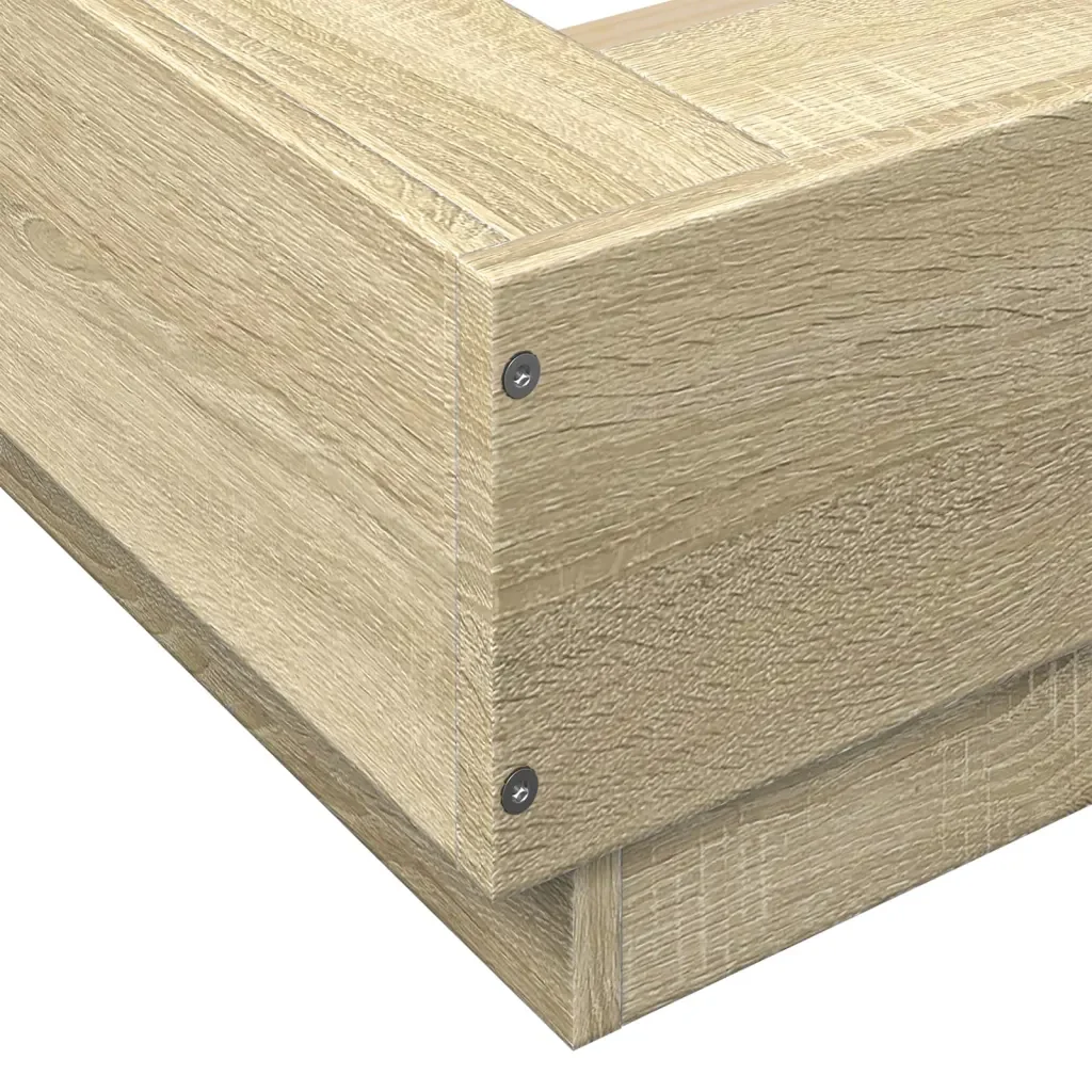 Letto matrimoniale | Letto per adulti | Giroletto Cassetti Luci LED Sonoma 200x200 cm Legno Multistrato - Image 10