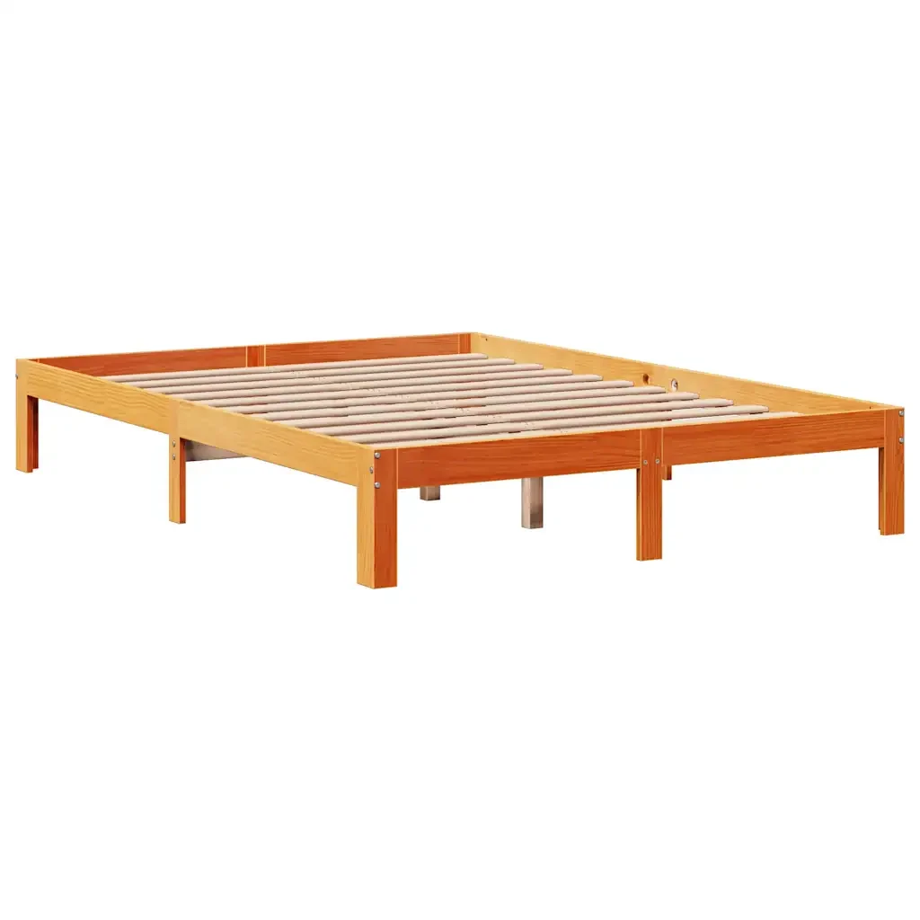 Letto matrimoniale | Letto per adulti | Giroletto Cassetti Marrone Cera 135x190 cm Legno Massello Pino - Image 5