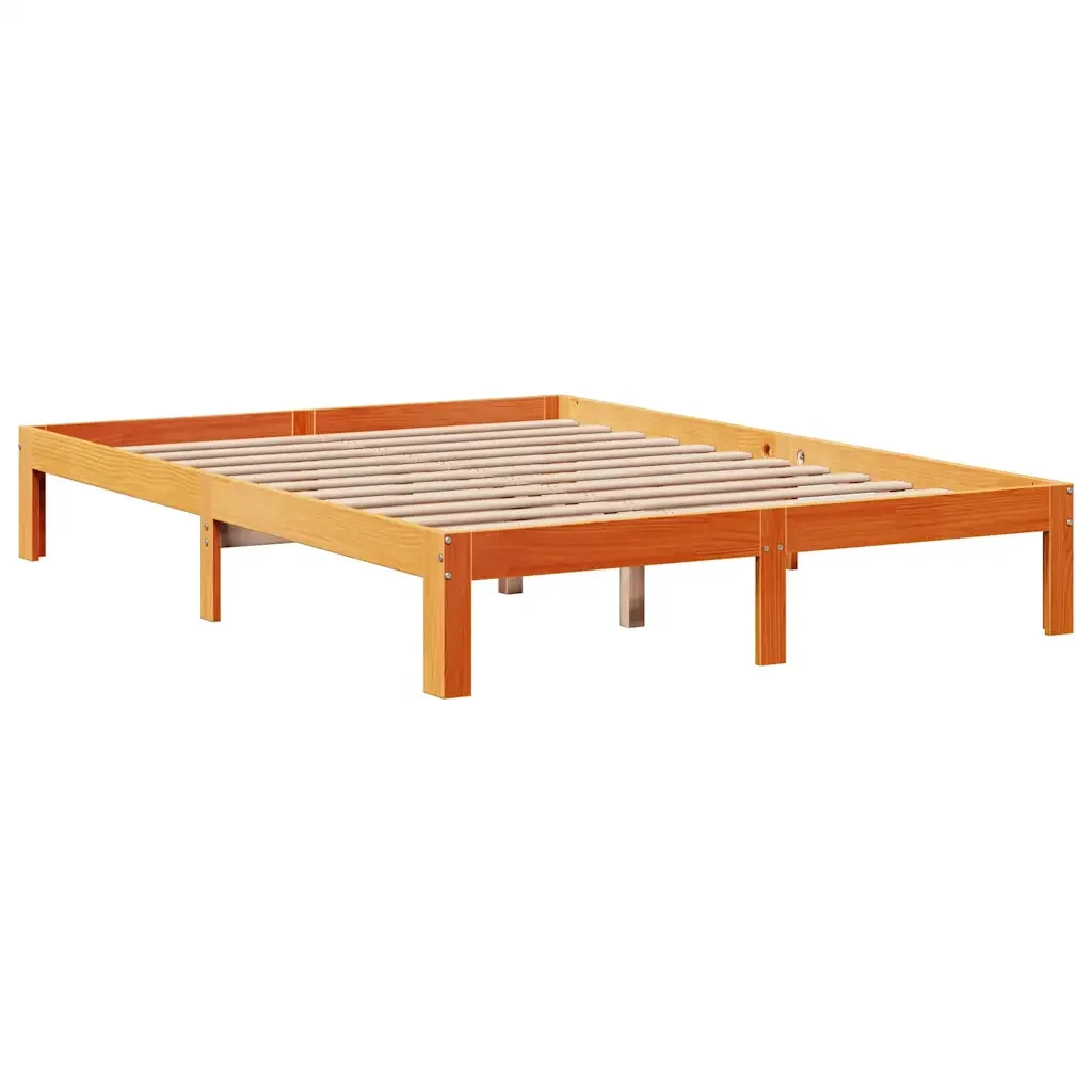 Letto matrimoniale | Letto per adulti | Giroletto Cassetti Marrone Cera 140x190 cm Legno Massello Pino - Image 5