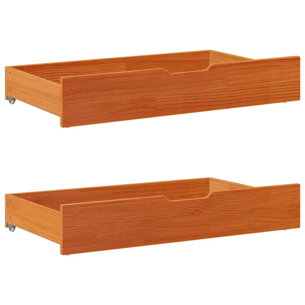 Letto matrimoniale | Letto per adulti | Giroletto Cassetti Marrone Cera 140x190 cm Legno Massello Pino - Image 6