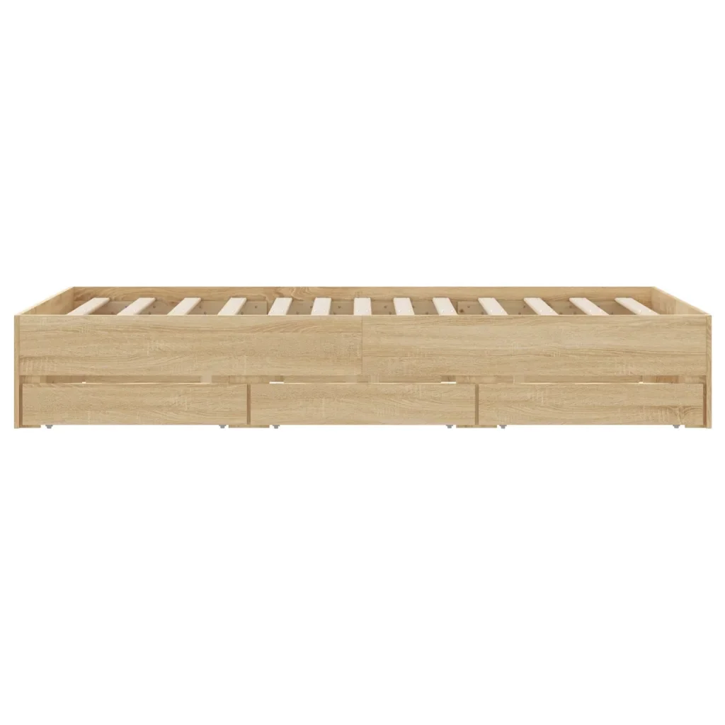 Letto matrimoniale | Letto per adulti | Giroletto Cassetti Rovere Sonoma 120x190 cm Legno Multistrato - Image 7