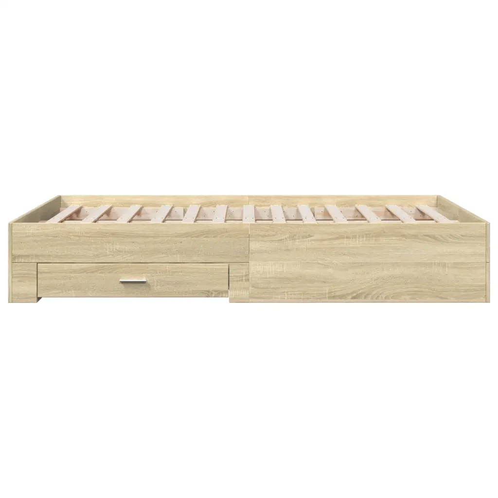 Letto matrimoniale | Letto per adulti | Giroletto Cassetti Rovere Sonoma 140x190 cm Legno Multistrato - Image 5