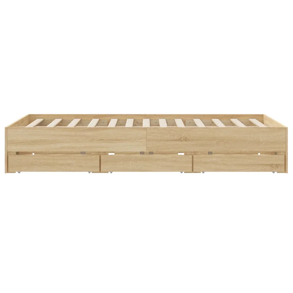 Letto matrimoniale | Letto per adulti | Giroletto Cassetti Rovere Sonoma 140x200 cm Legno Multistrato - Image 7