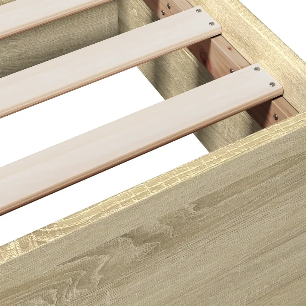 Letto matrimoniale | Letto per adulti | Giroletto Cassetti Rovere Sonoma 150x200 cm Legno Multistrato - Image 9