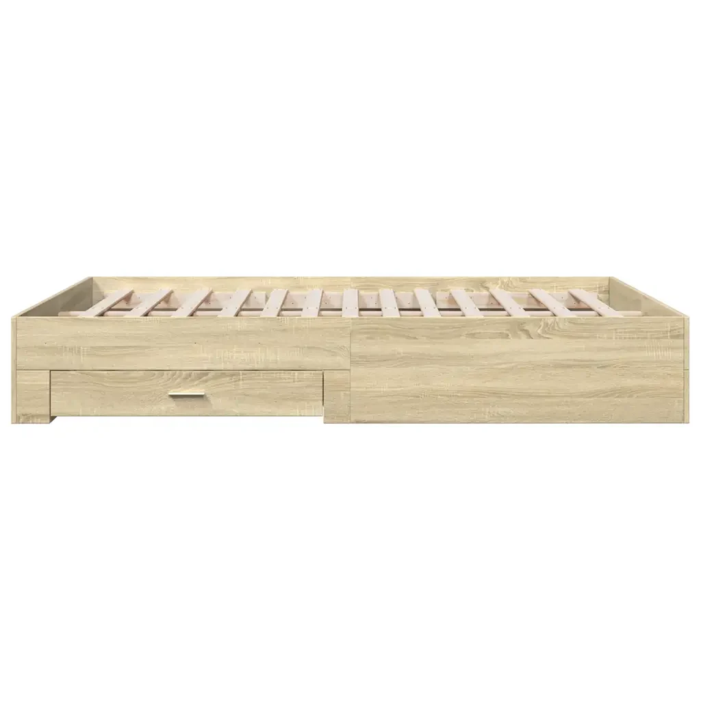 Letto matrimoniale | Letto per adulti | Giroletto Cassetti Rovere Sonoma 150x200 cm Legno Multistrato - Image 5