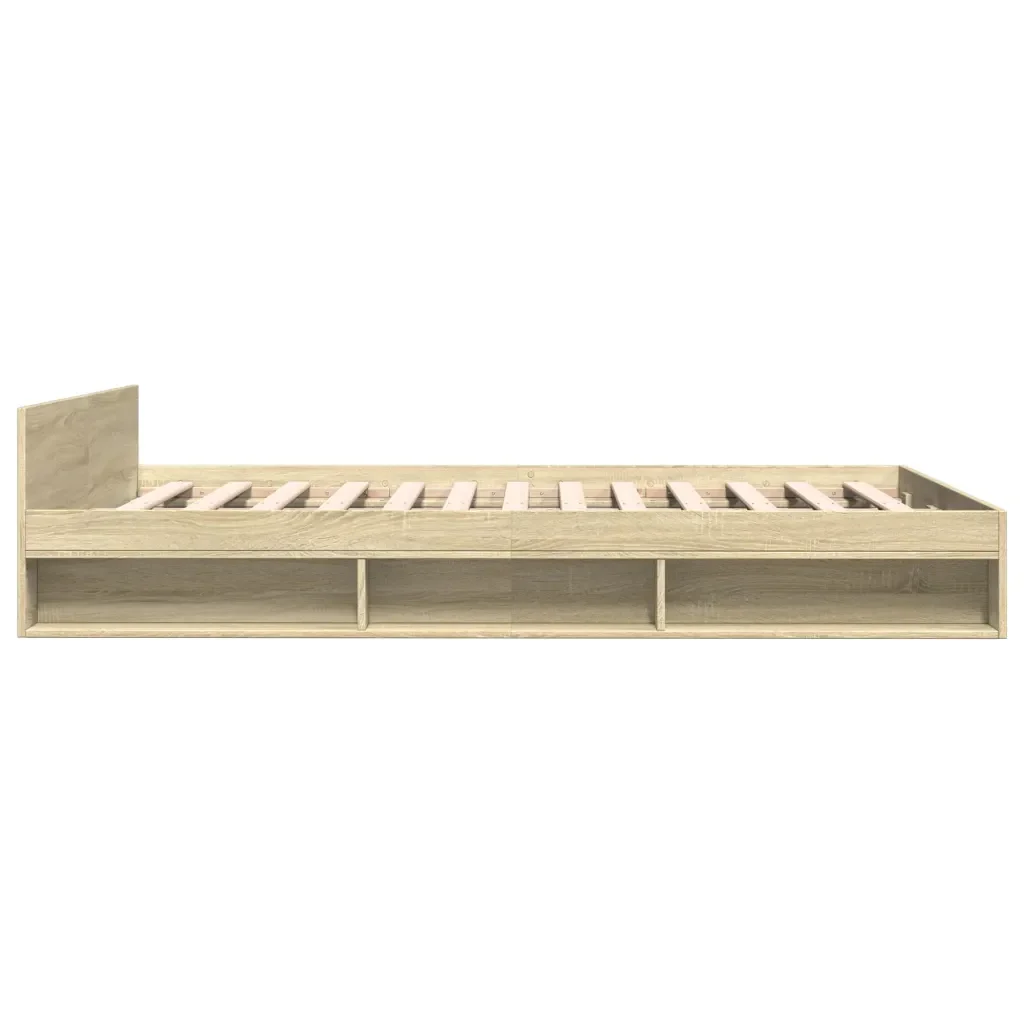 Letto matrimoniale | Letto per adulti | Giroletto Cassetti Rovere Sonoma 150x200 cm Legno Multistrato - Image 5