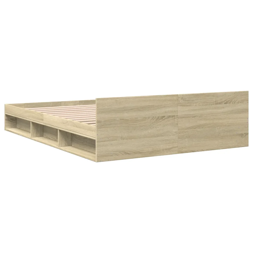 Letto matrimoniale | Letto per adulti | Giroletto Cassetti Rovere Sonoma 150x200 cm Legno Multistrato - Image 6