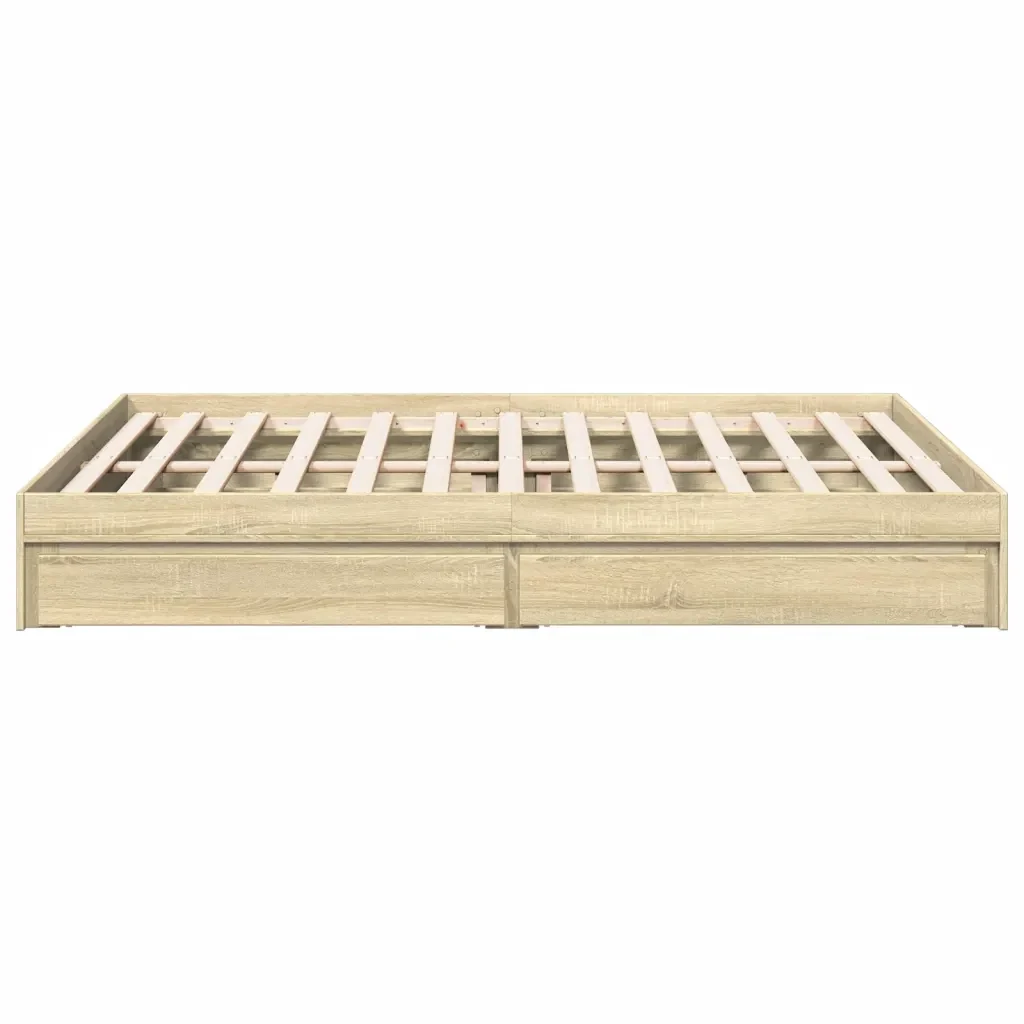 Letto matrimoniale | Letto per adulti | Giroletto Cassetti Rovere Sonoma 160x200 cm Legno Multistrato - Image 5