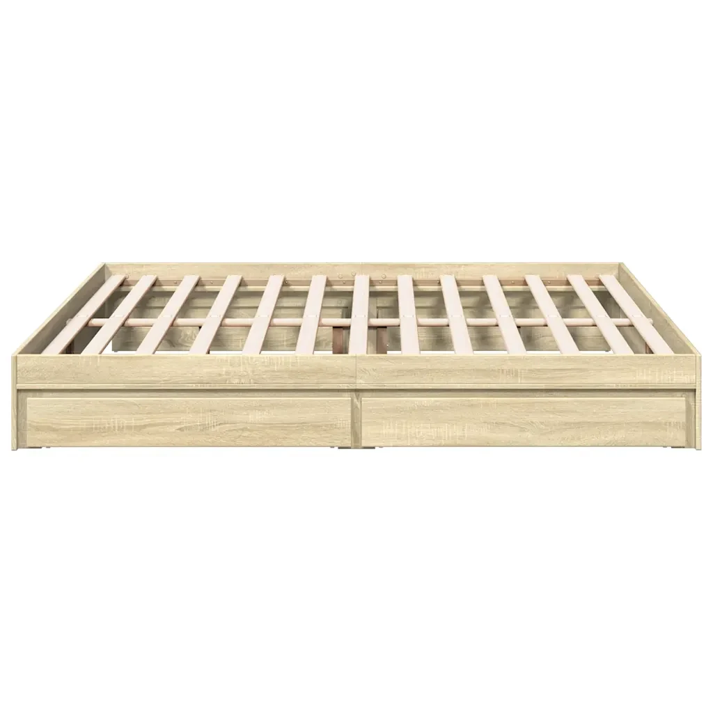 Letto matrimoniale | Letto per adulti | Giroletto Cassetti Rovere Sonoma 180x200 cm Legno Multistrato - Image 5