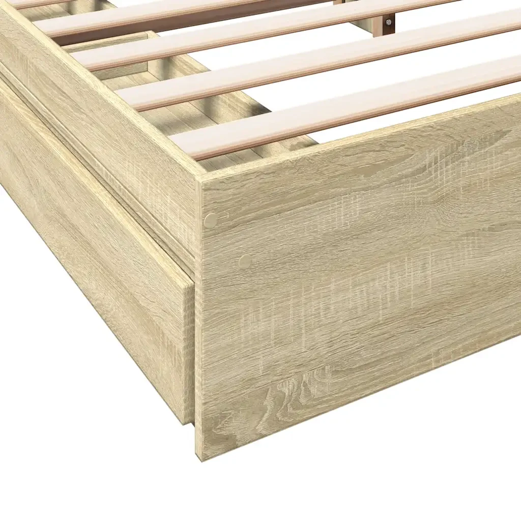 Letto matrimoniale | Letto per adulti | Giroletto Cassetti Rovere Sonoma 180x200 cm Legno Multistrato - Image 8