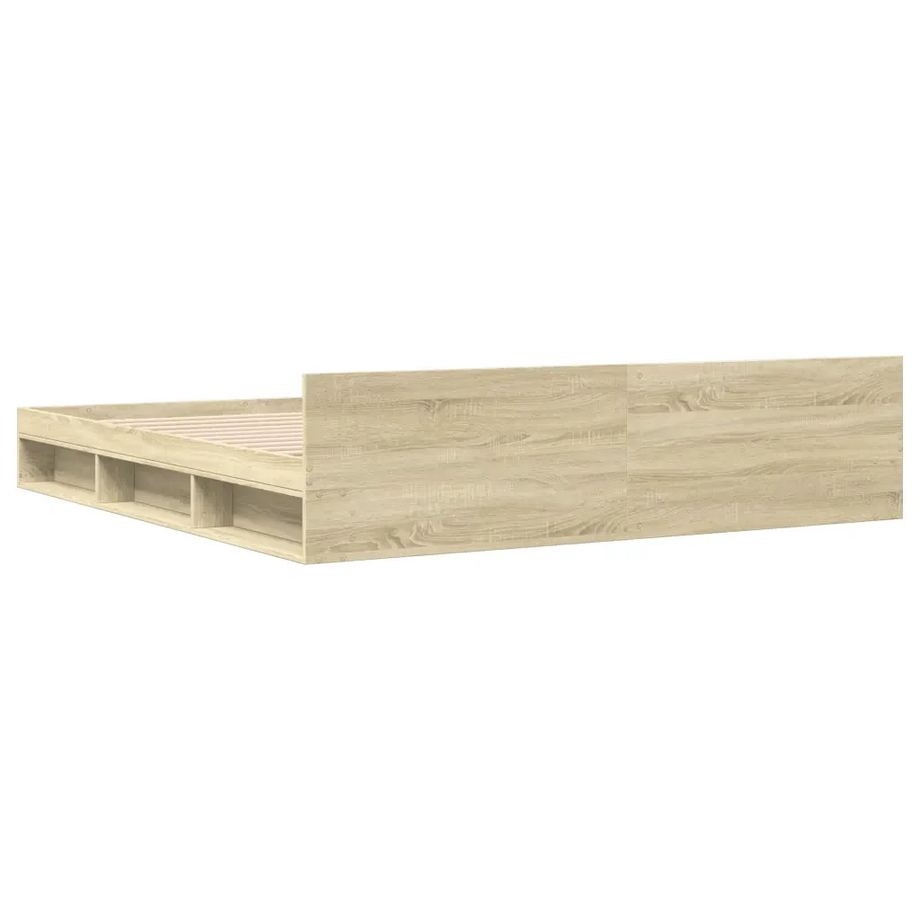 Letto matrimoniale | Letto per adulti | Giroletto Cassetti Rovere Sonoma 180x200 cm Legno Multistrato - Image 6